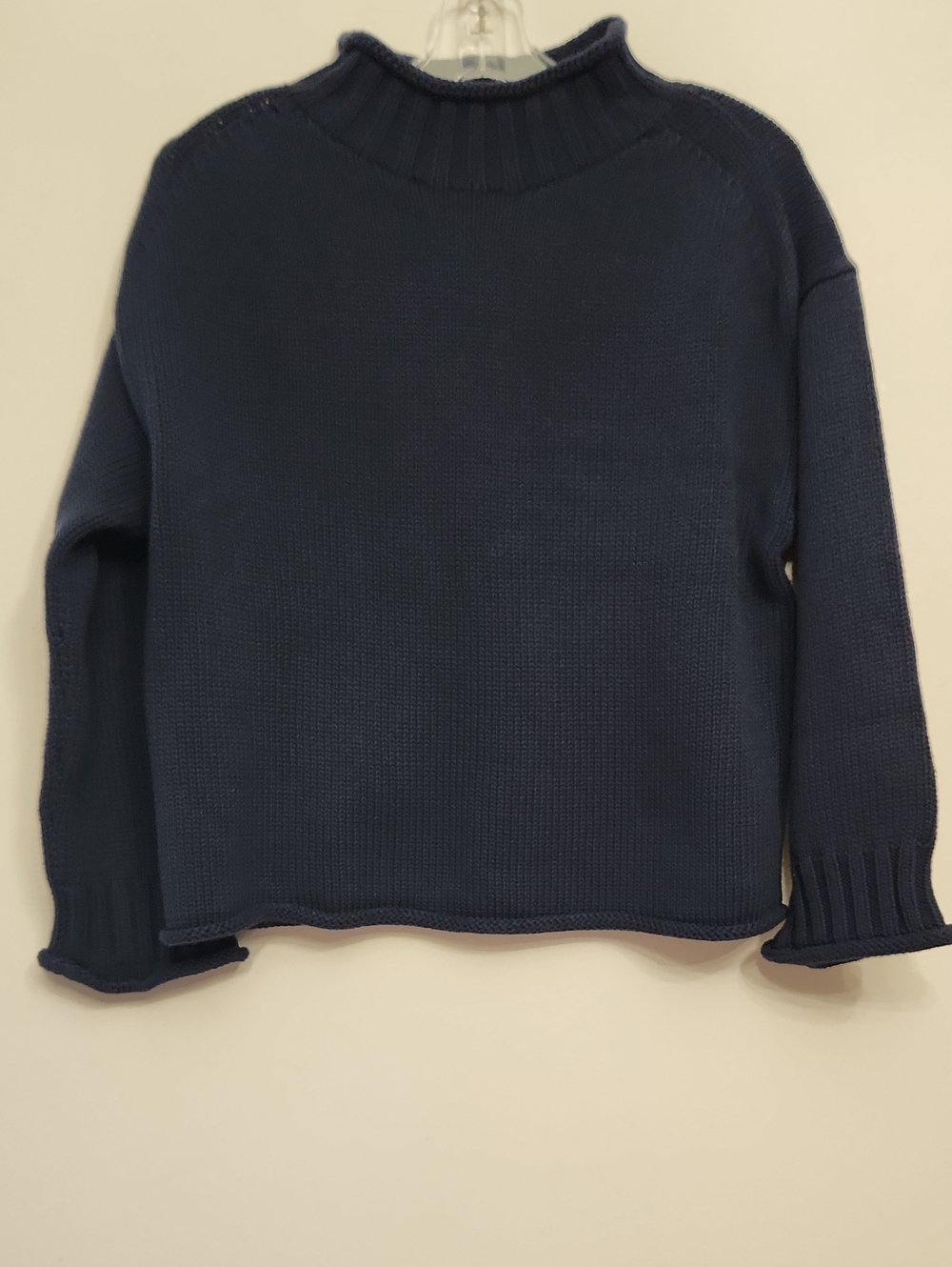 J. Crew Navy Ribbed Mock Rollneck Cotton Sweater Size XS Oversized